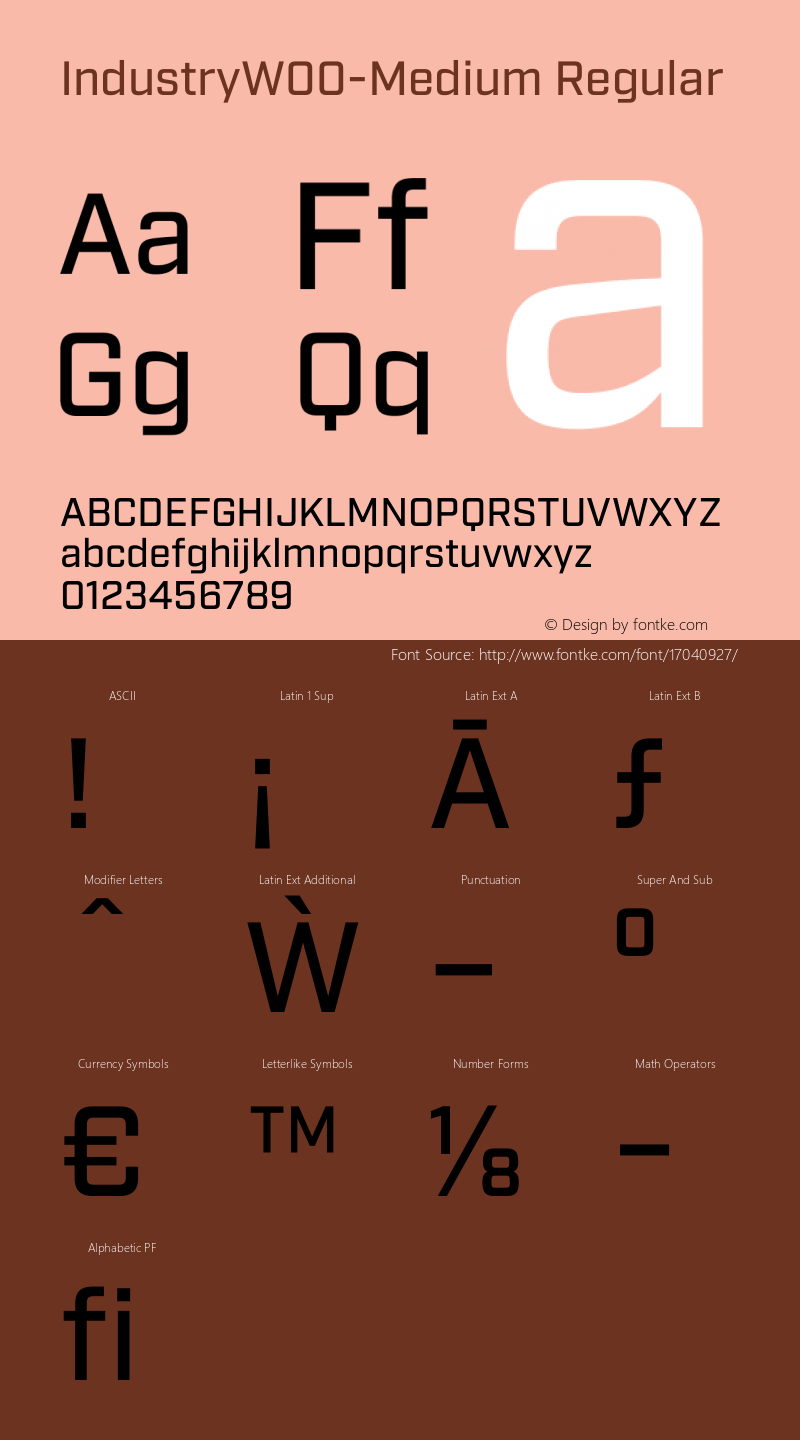 IndustryW00-Medium Regular Version 2.20 Font Sample