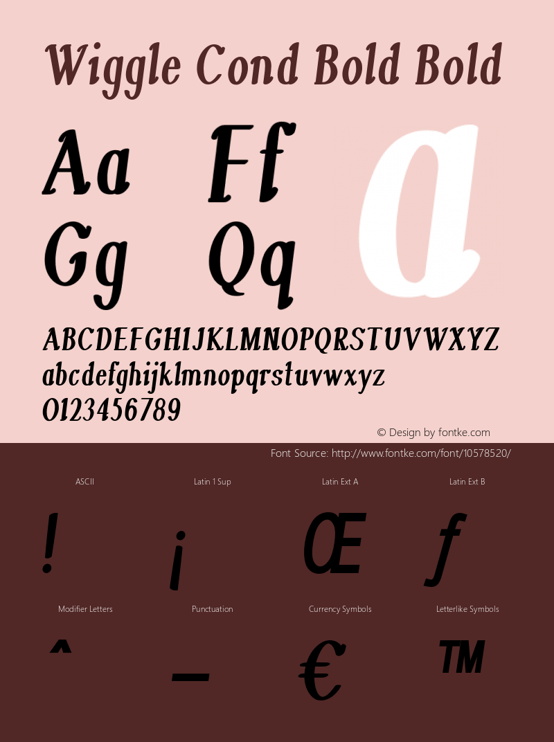 Wiggle Cond Bold Bold Version 1.000 Font Sample