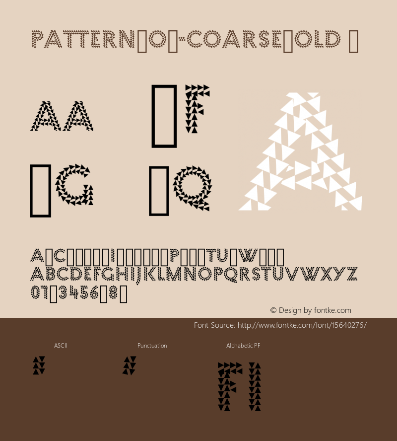 PatternNo9-CoarseBold ☞ Version 1.000;PS 1.0;hotconv 1.0.79;makeotf.lib2.5.61930;com.myfonts.easy.mauve-type.pattern.no9-coarse-bold.wfkit2.version.4sXA Font Sample