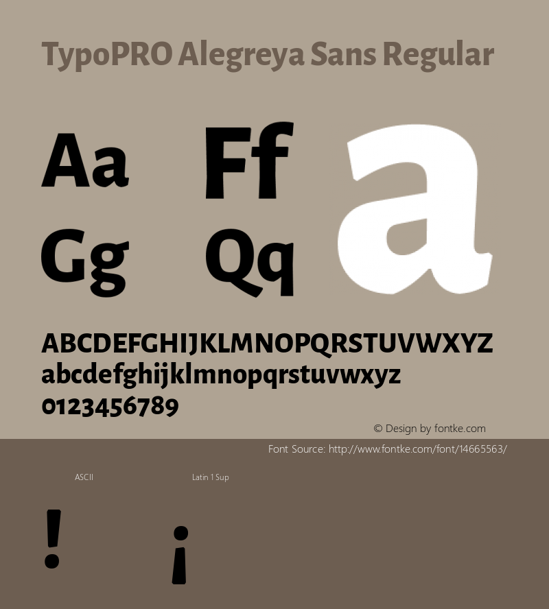 TypoPRO Alegreya Sans Regular Version 1.000;PS 001.000;hotconv 1.0.70;makeotf.lib2.5.58329 DEVELOPMENT Font Sample