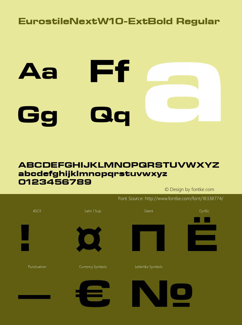 EurostileNextW10-ExtBold Regular Version 1.00 Font Sample