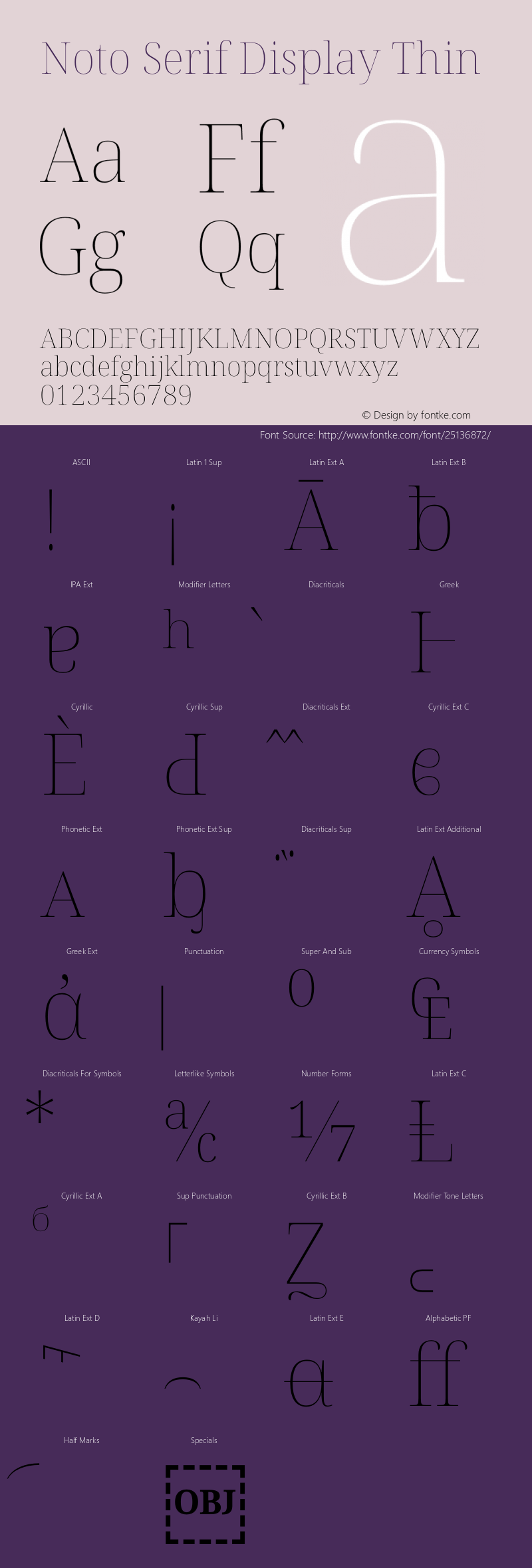 Noto Serif Display Thin Version 2.000 Font Sample