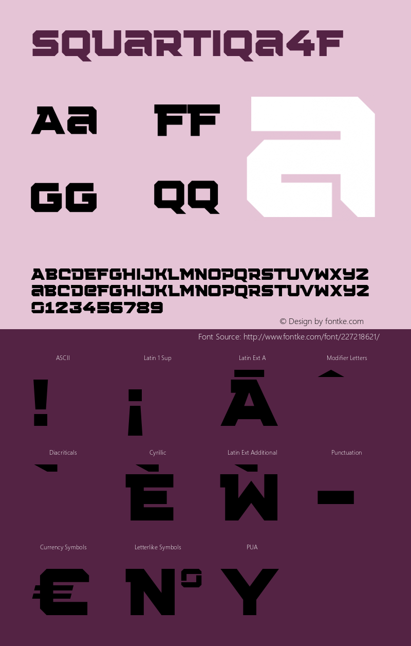 ☞Squartiqa 4F 1.0;com.myfonts.easy.4thfebruary.squartiqa-4f.regular.wfkit2.version.3CmM图片样张