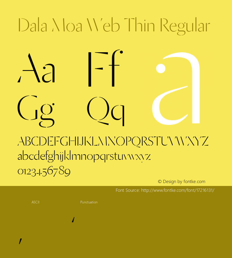 Dala Moa Web Thin Regular Version 1.1 2013 Font Sample