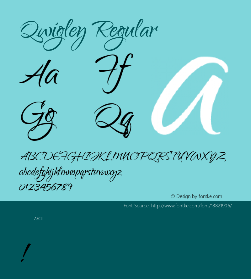 Qwigley Regular Version 1.003; ttfautohint (v1.4.1) Font Sample
