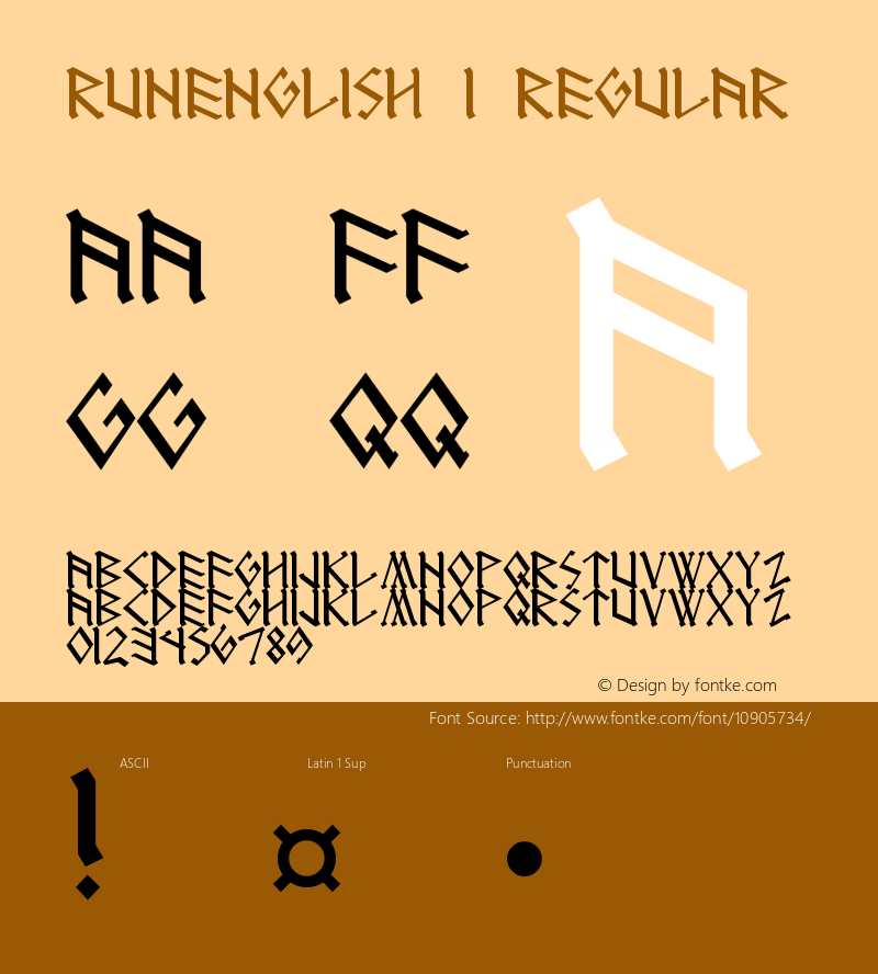 RUNEnglish 1 Regular Version 0.0 Font Sample