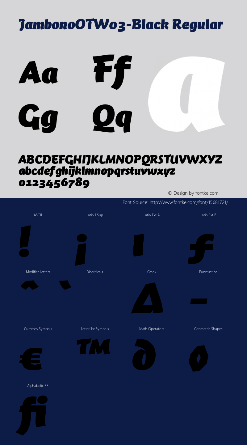 JambonoOTW03-Black Regular Version 7.504 Font Sample