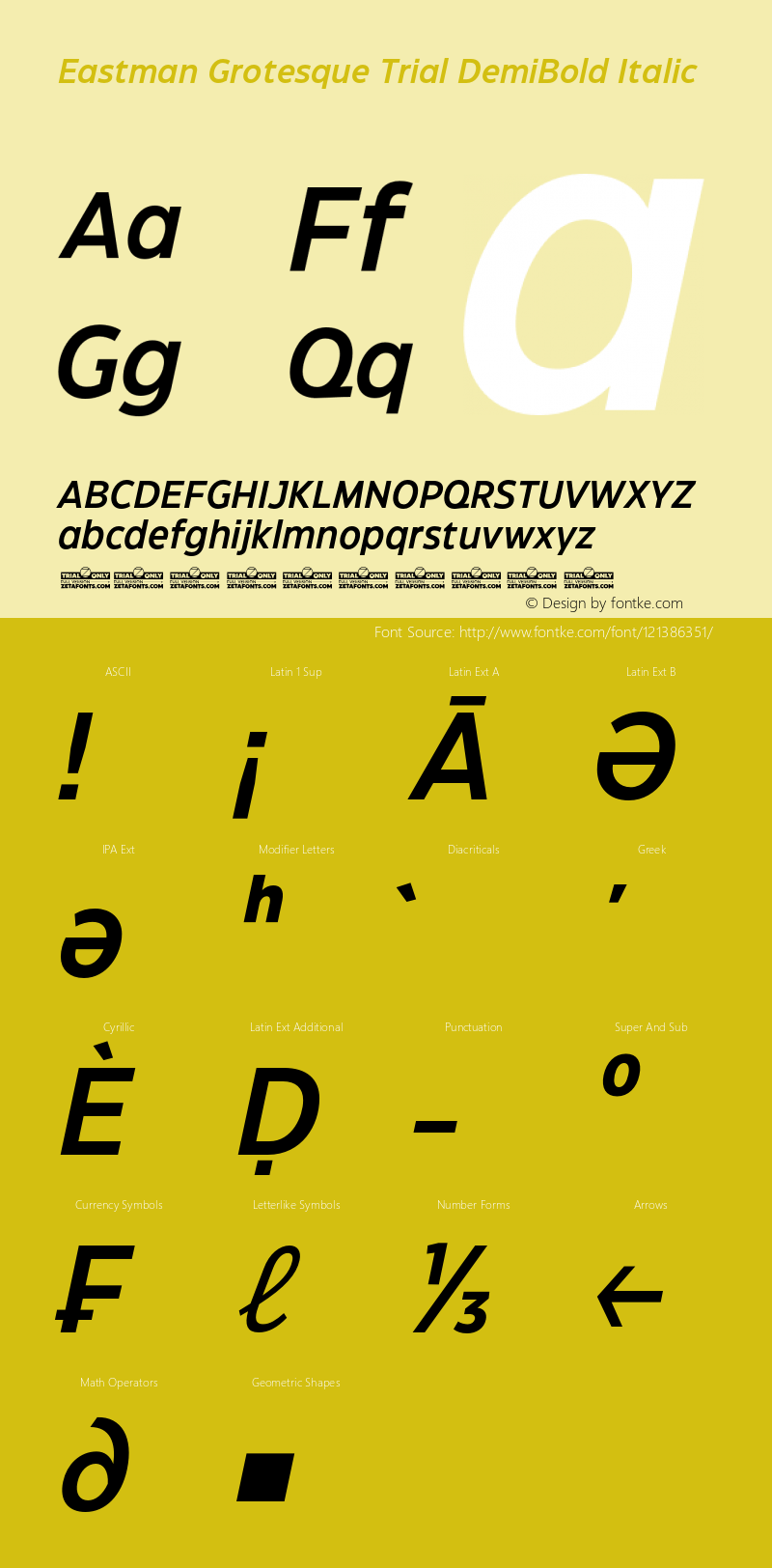 Eastman Grt Trial DmBold Ita Version 1.001;hotconv 1.0.109;makeotfexe 2.5.65596 Font Sample