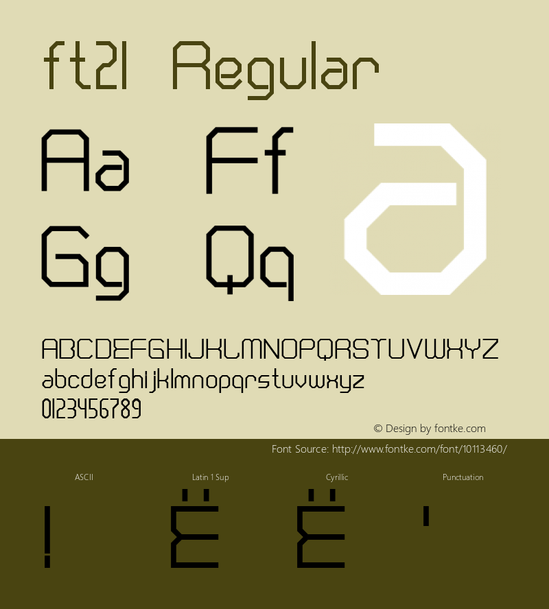 ft21 Regular Version 1.00 2000 initial release Font Sample