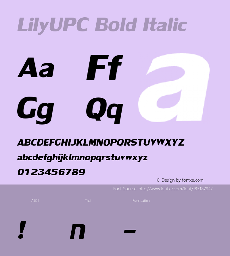 LilyUPC Bold Italic 001.000 Font Sample