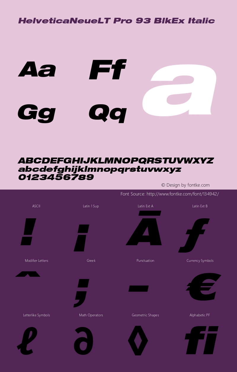 HelveticaNeueLT Pro 93 BlkEx Italic Version 1.000;PS 001.000;Core 1.0.38 Font Sample