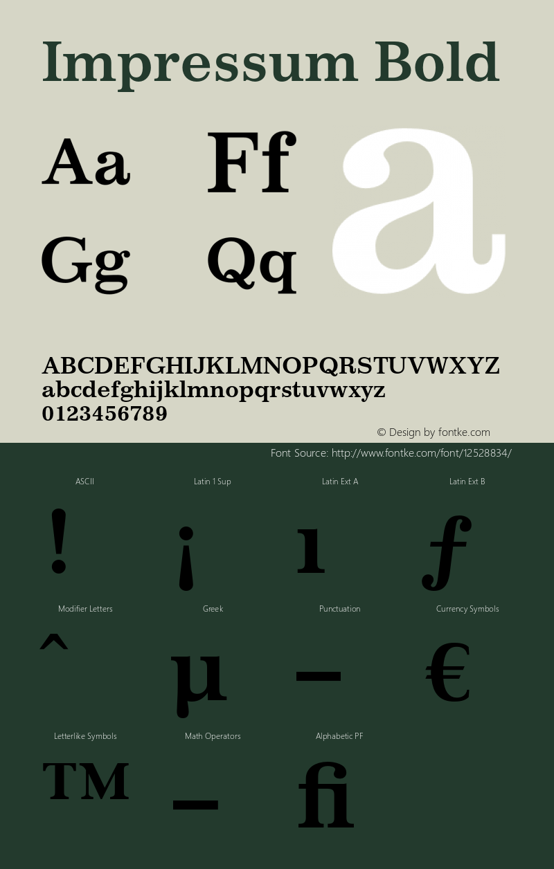 Impressum Bold OTF 1.0;PS 001.000;Core 1.0.22 Font Sample