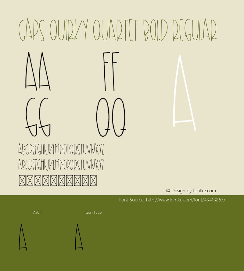 Quirky Quartet Caps Version 1.000;PS 001.000;hotconv 1.0.88;makeotf.lib2.5.64775 Font Sample