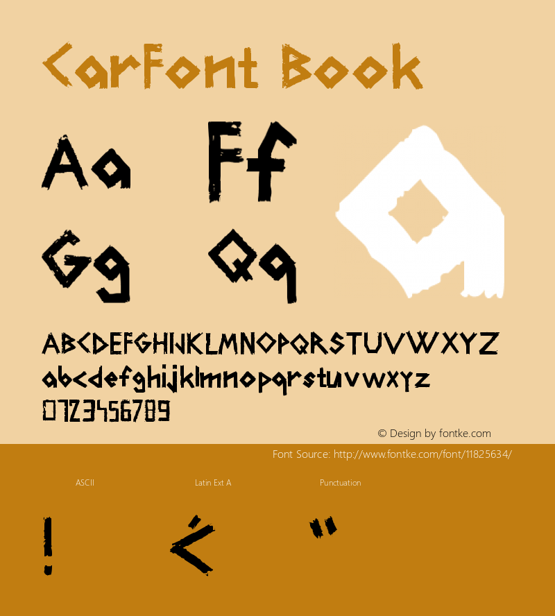 CarFont Book Version 001.000 Font Sample