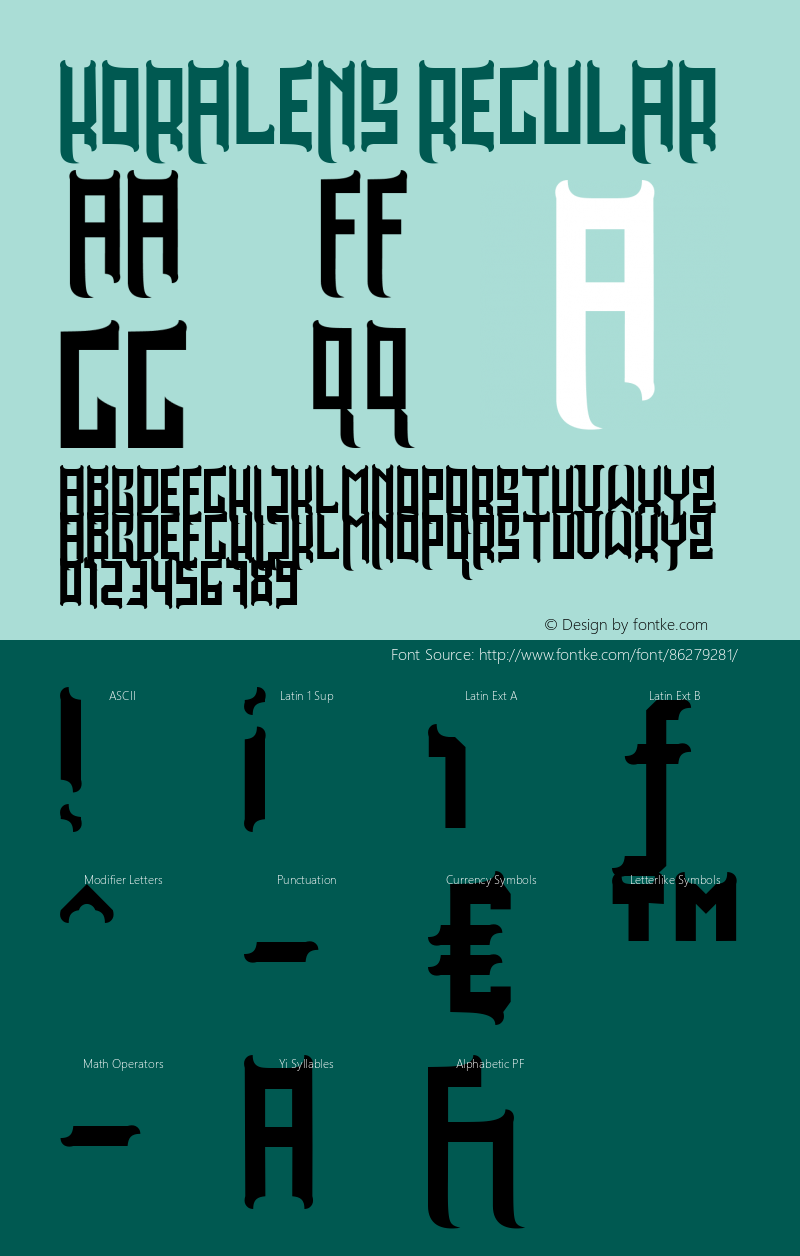 KORALENS Version 1.000 Font Sample