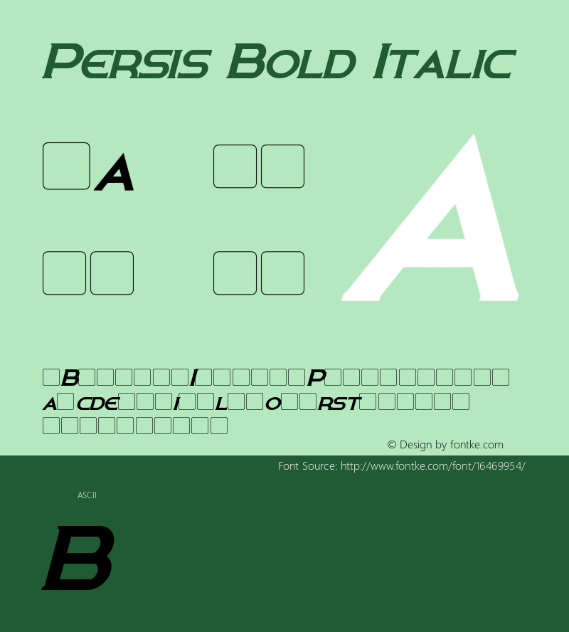 Persis Bold Italic Version 1.00 March 18, 2016, initial release Font Sample