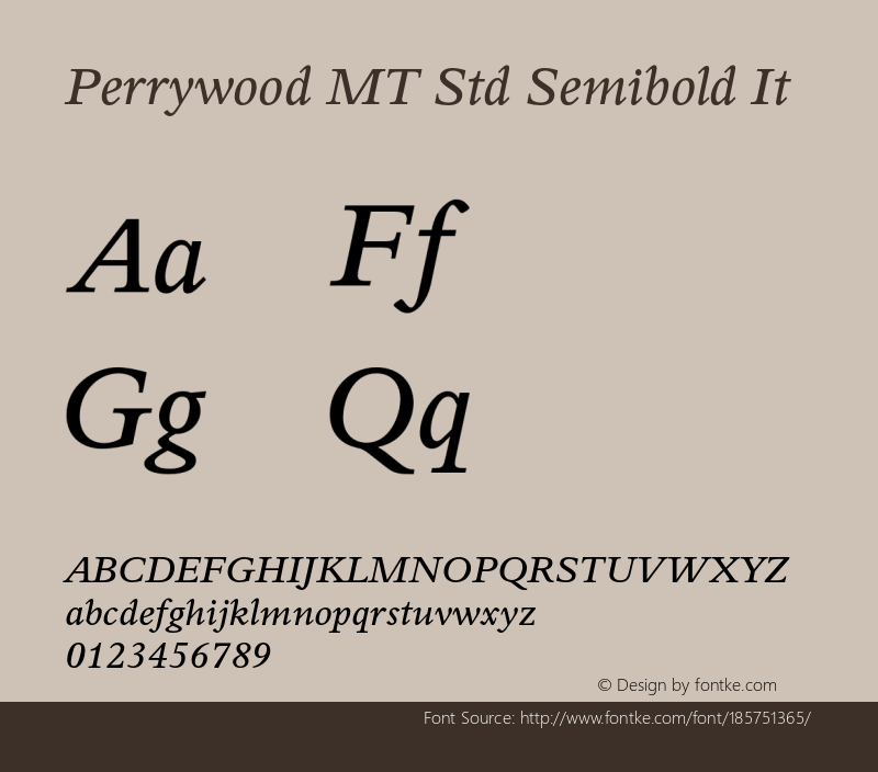 PerrywoodMTStd-SemiboldIt Version 2.000 Build 1000图片样张