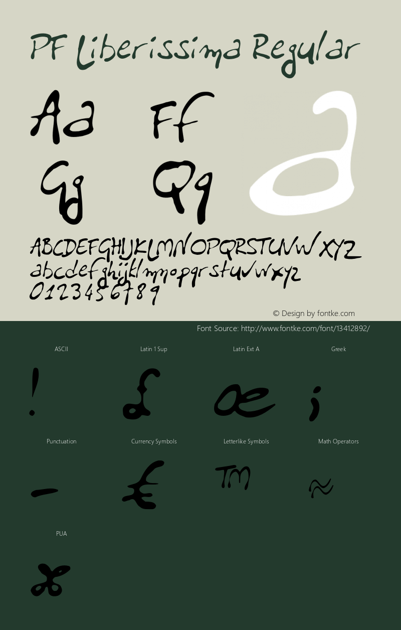 PF Liberissima Regular OTF 1.000;PS 001.000;Core 1.0.34 Font Sample