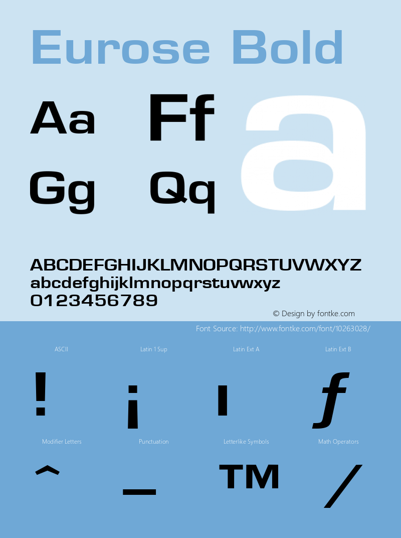 Eurose Bold Accurate Research Professional Fonts, Copyright (c)1995 Font Sample