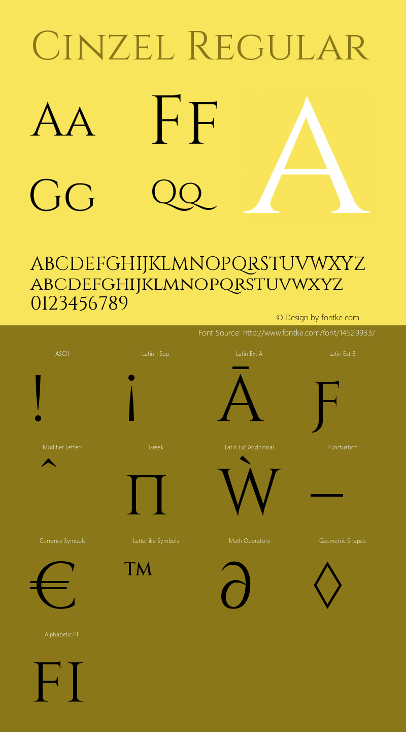 Cinzel Regular Version 1.001;PS 001.001;hot Font Sample