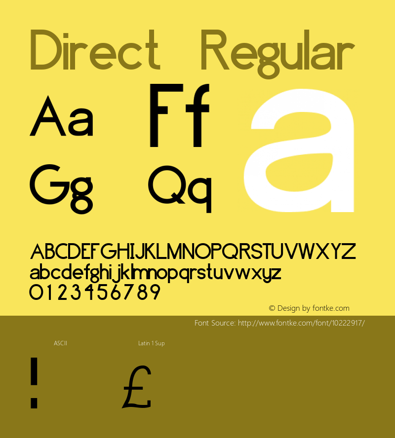 Direct Regular Unknown Font Sample