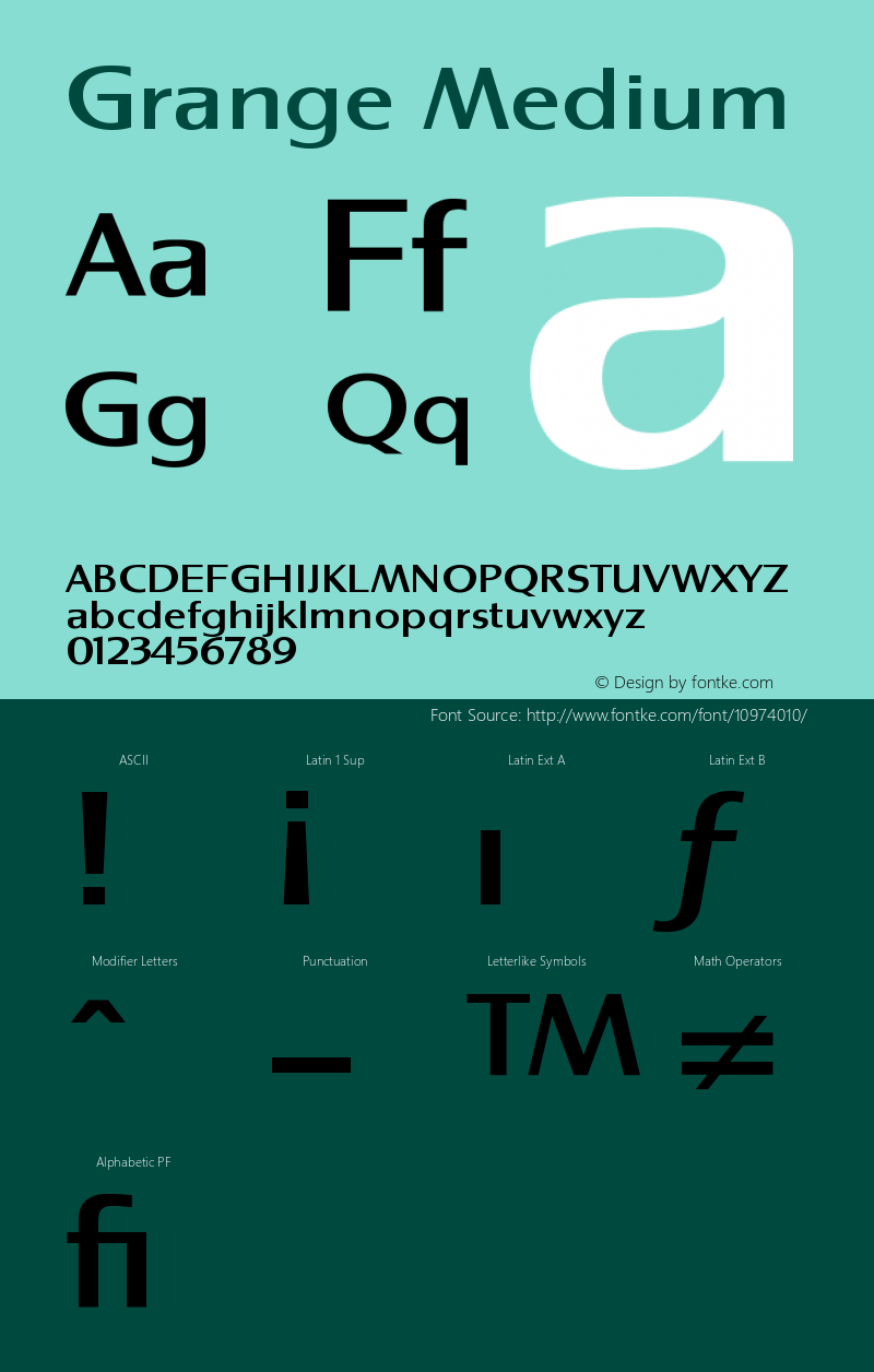 Grange Medium Version 1.0 Font Sample