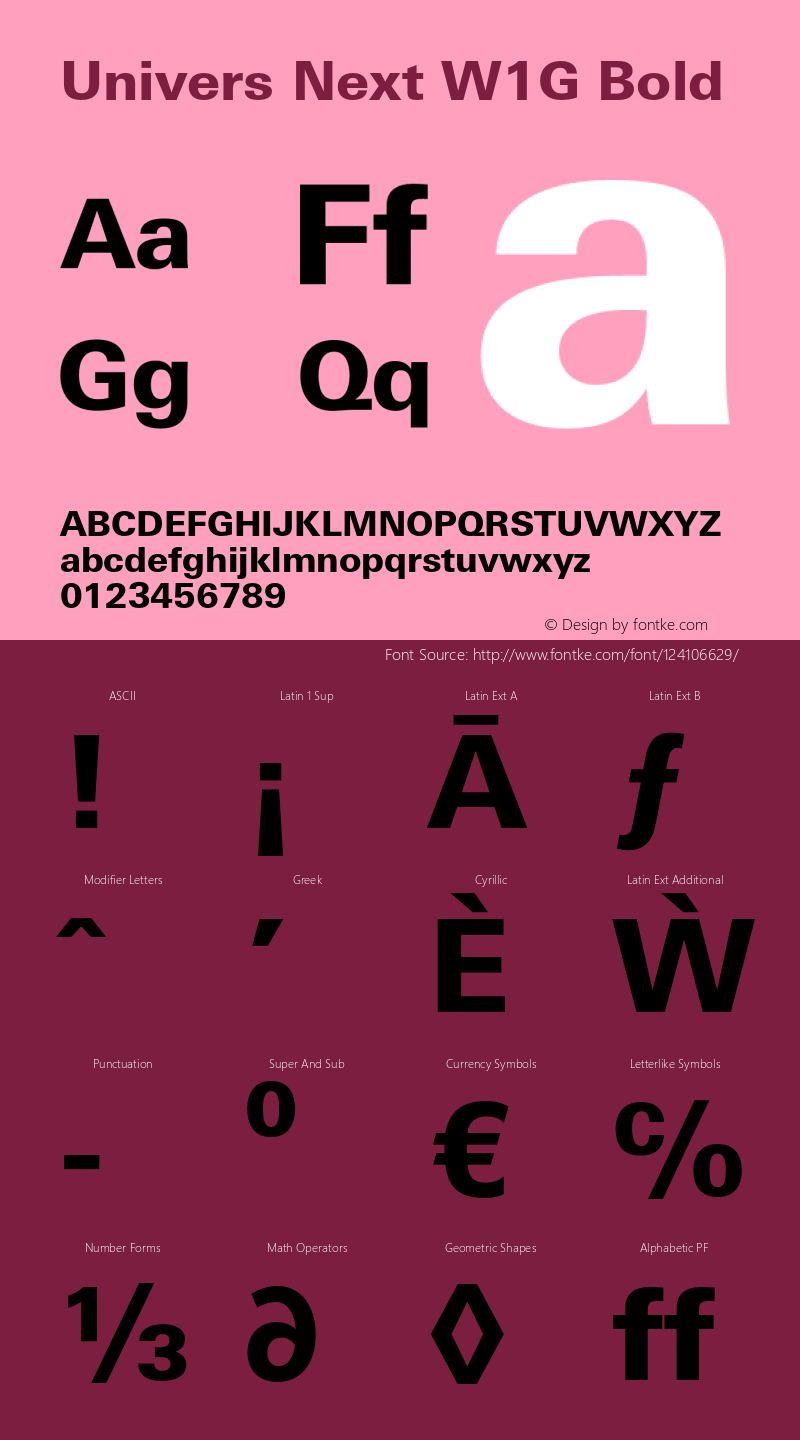 UniversNextW1G-Heavy Version 1.00 Font Sample