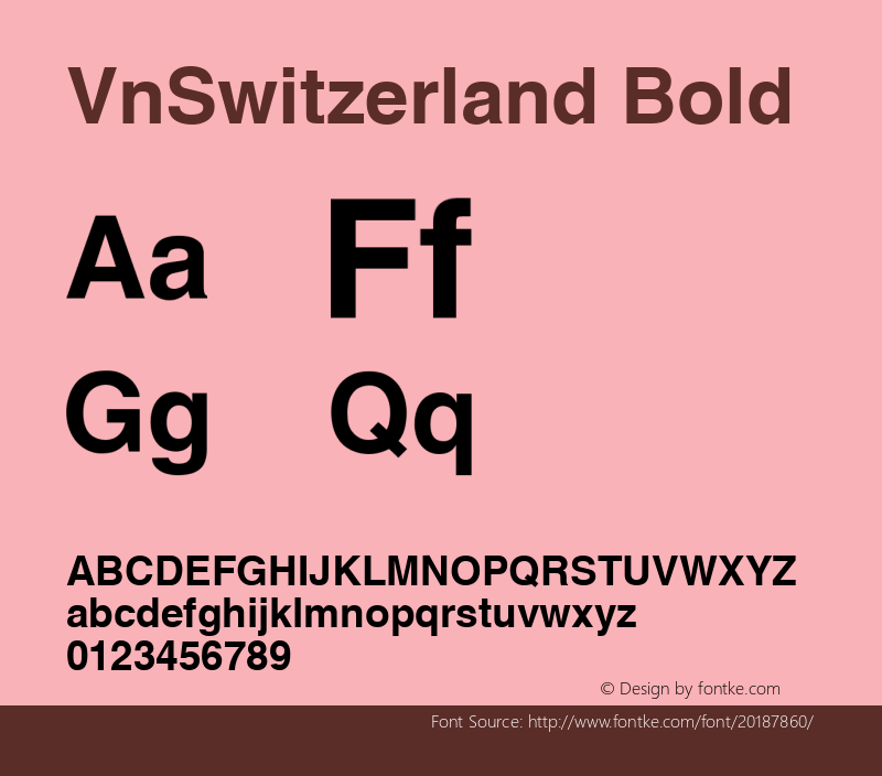 VnSwitzerland Bold 001.003 Font Sample