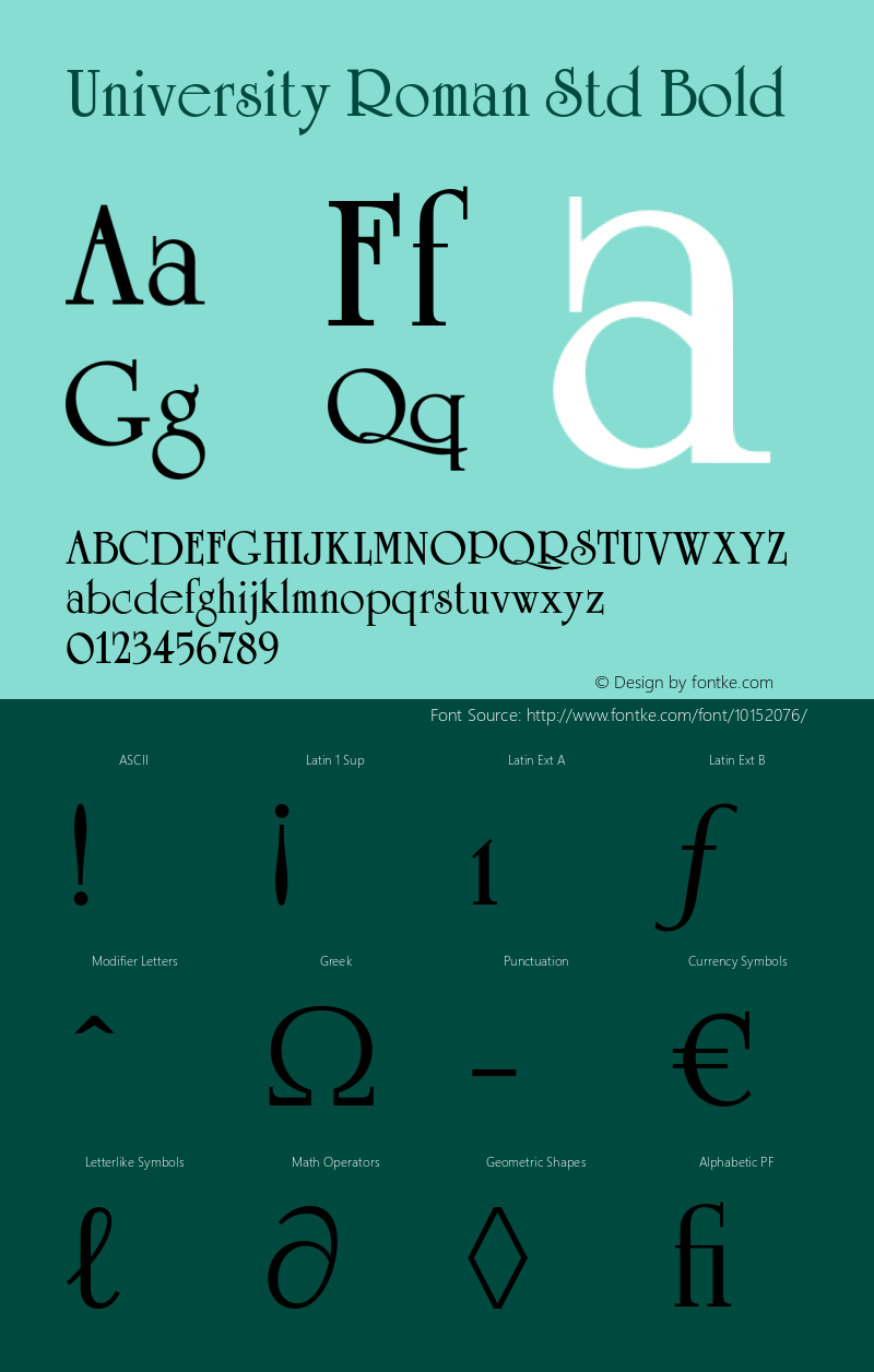 University Roman Std Bold Version 1.000;PS 1.0;hotconv 1.0.38 Font Sample