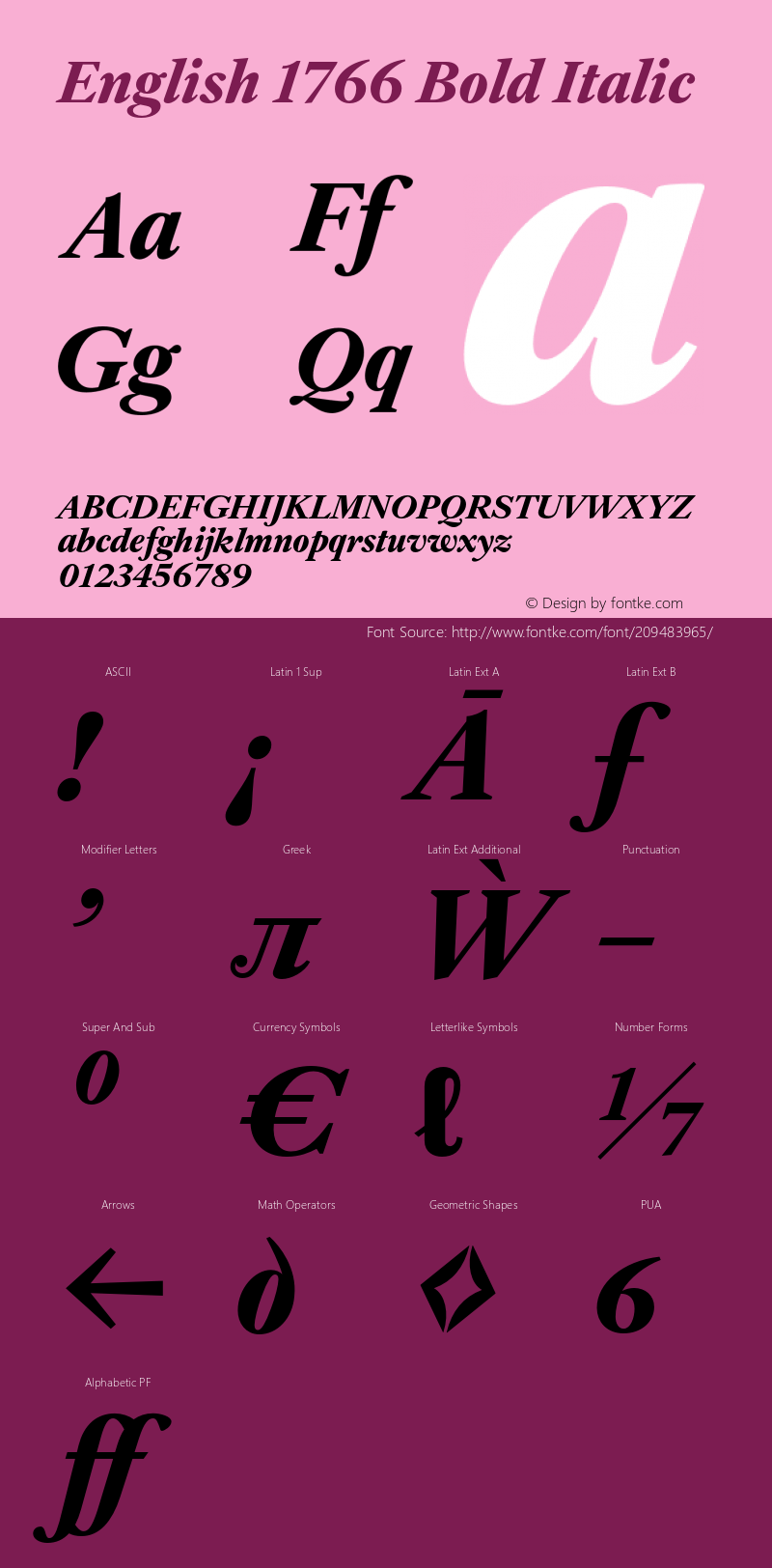 English 1766 Bold Italic Version 1.000;PS 1.0;hotconv 1.0.88;makeotf.lib2.5.647800图片样张