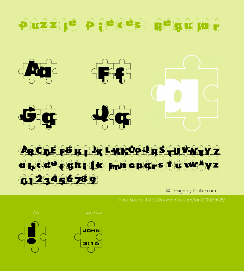 Puzzle Pieces Regular 3.0  4.1 07.05.98 Font Sample