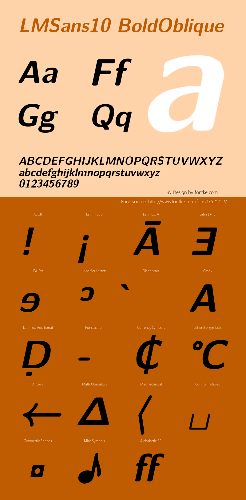 LMSans10 BoldOblique Version 2.004  Font Sample