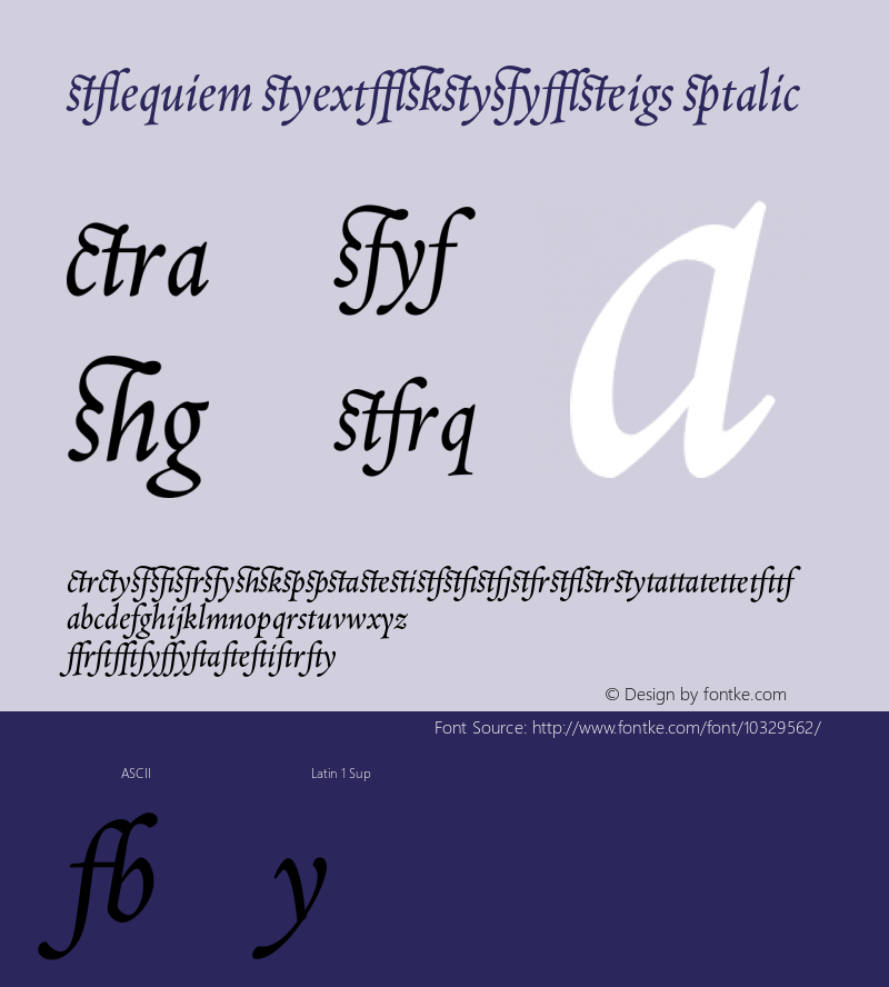 Requiem Text-HTF-Ligs Italic 001.000 Font Sample