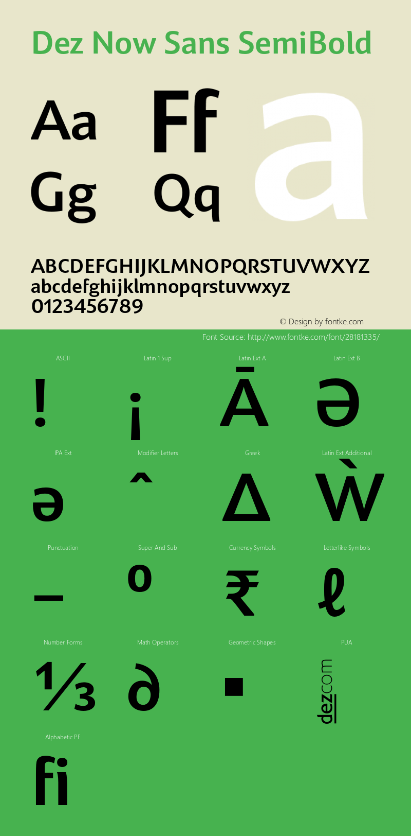 DezNowSans-SemiBold Version 16.100 Font Sample