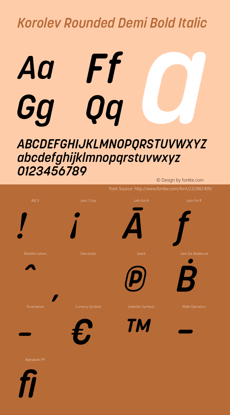 Korolev Rounded Demi Bold Italic Version 2.000;hotconv 1.0.109;makeotfexe 2.5.65596图片样张