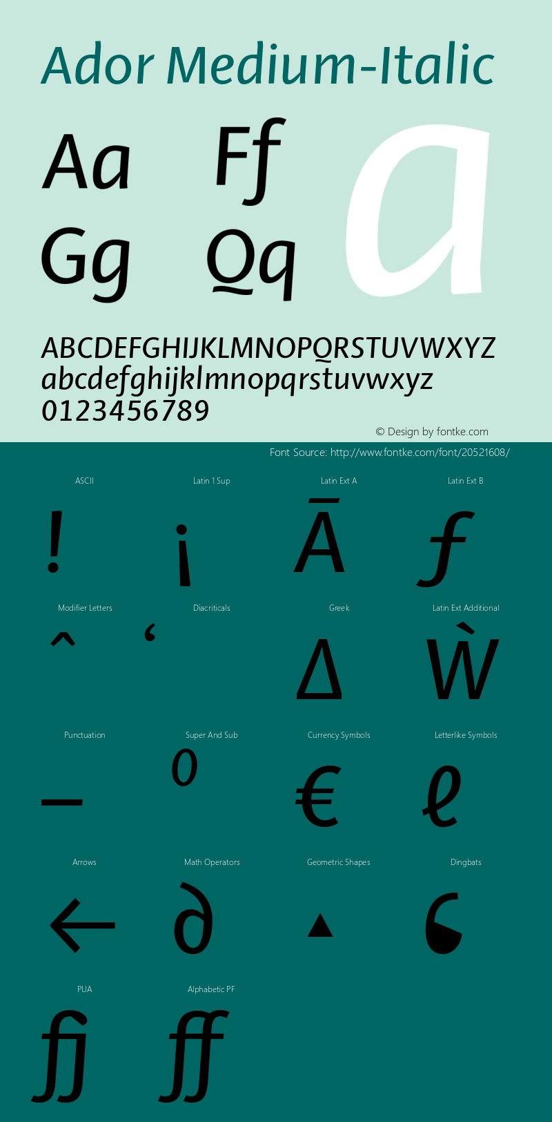 Ador Medium-Italic Version 1.001;PS 001.001;hotconv 1.0.88;makeotf.lib2.5.64775 Font Sample