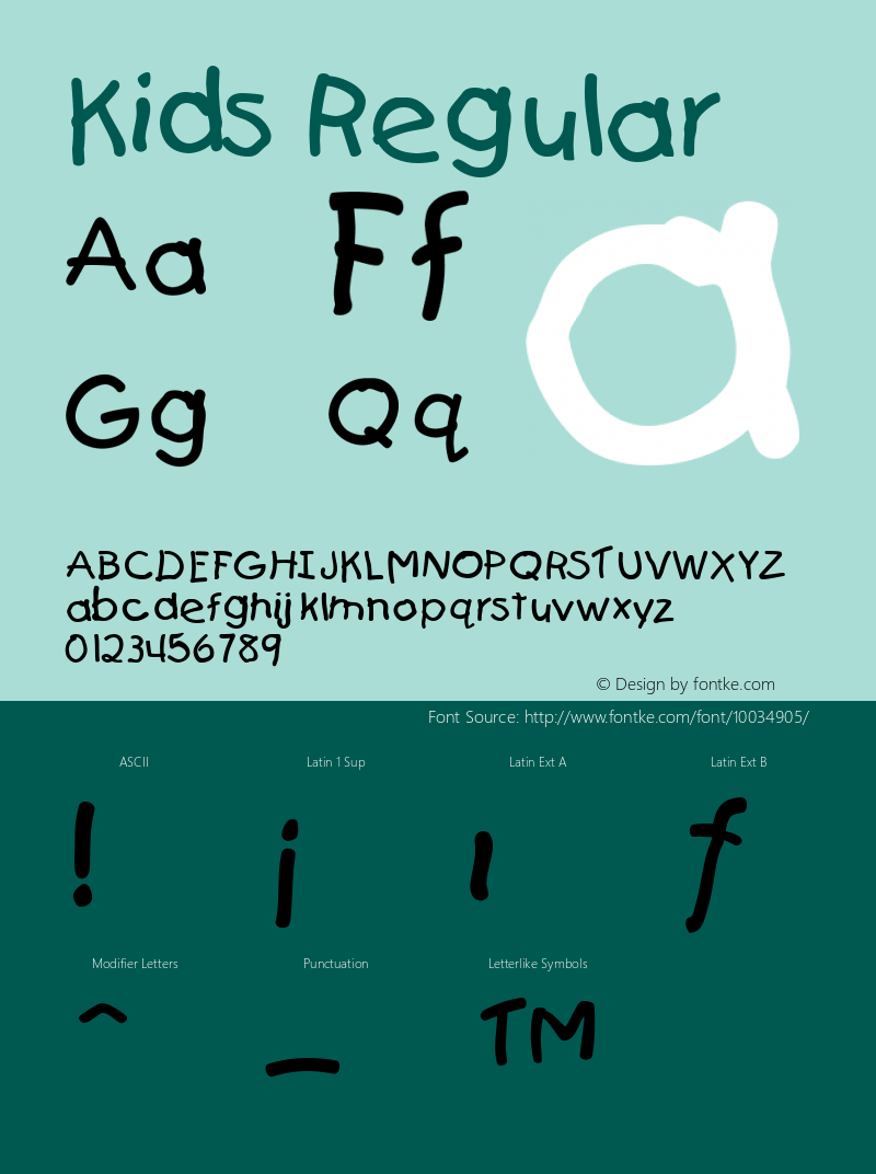 Kids Regular 001.003 Font Sample