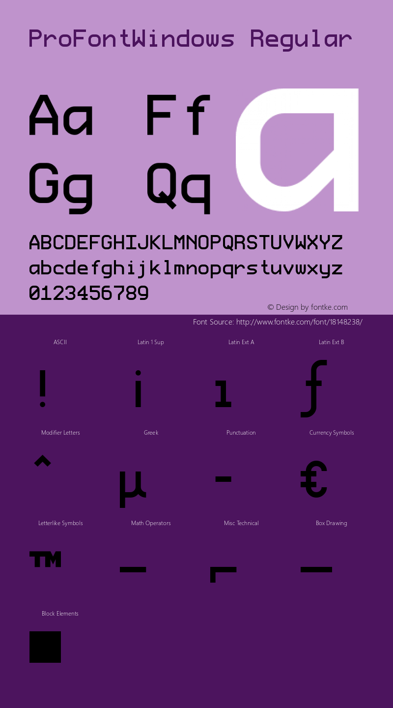 ProFontWindows Regular ProFontWindows 2.3 Font Sample