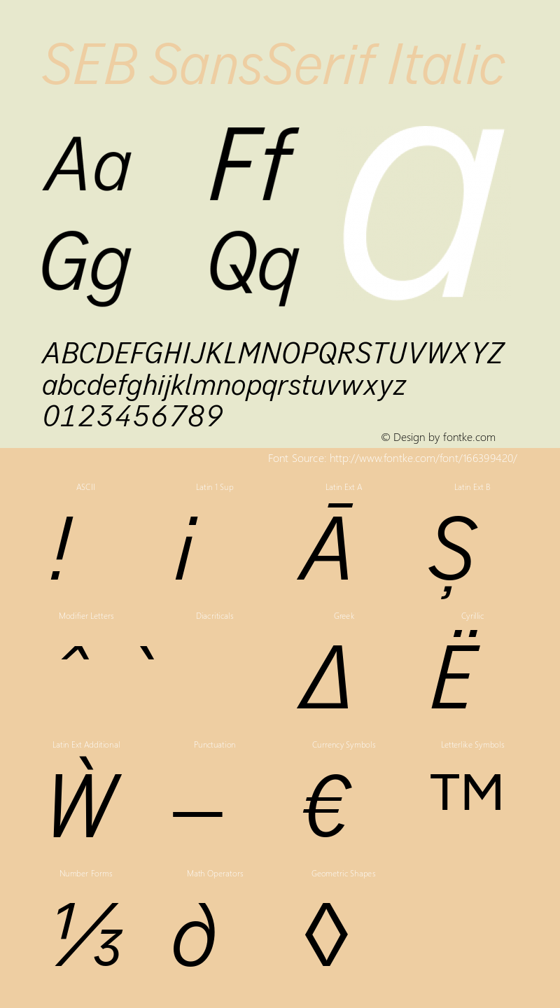 SEB SansSerif Italic Version 1.002; Build 7 Font Sample