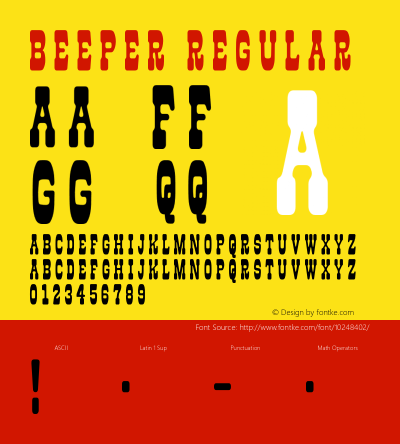 Beeper Regular Version 3.2; 13 May, 2004 Font Sample