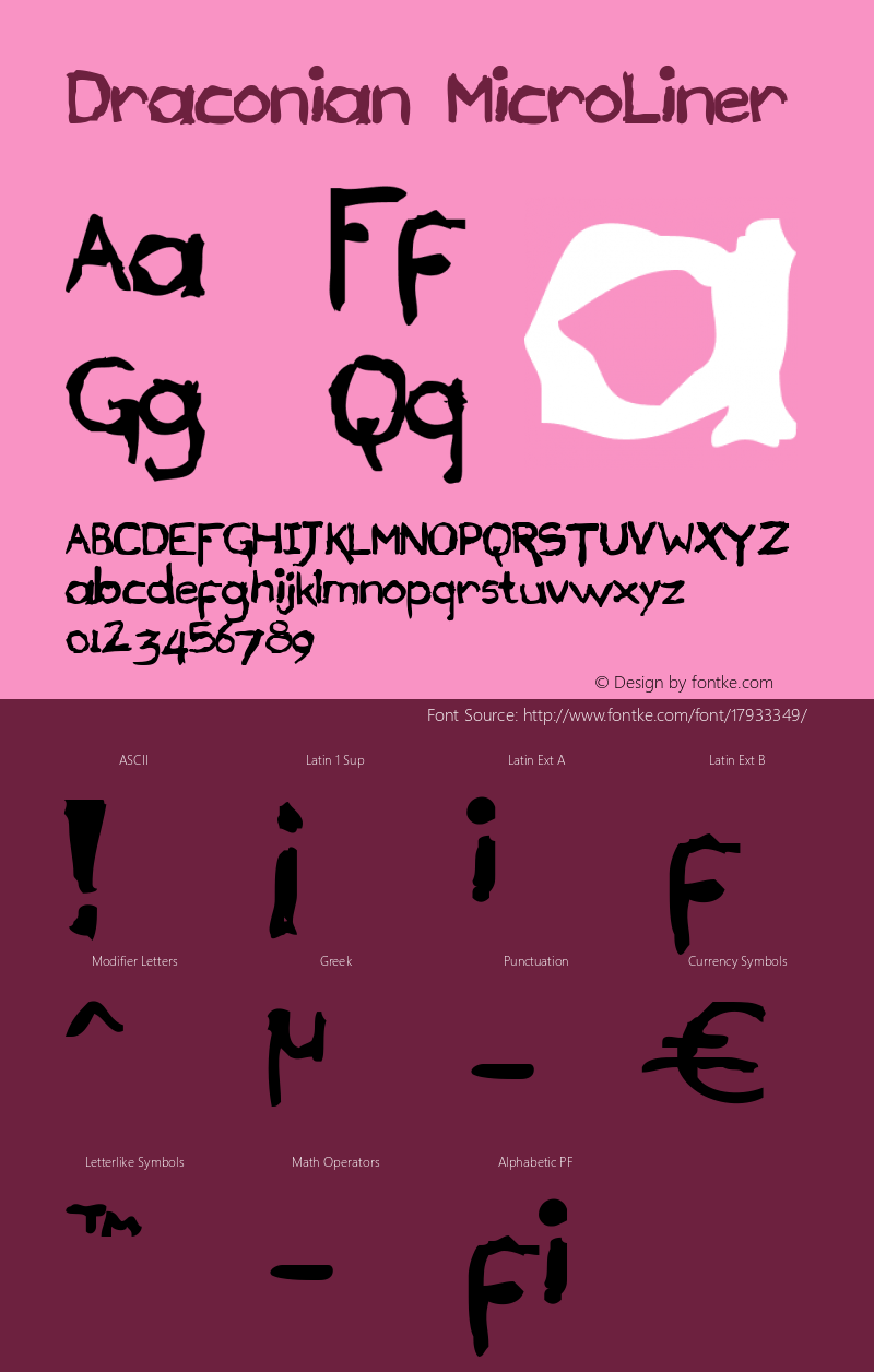 Draconian MicroLiner Version 1.000 Font Sample