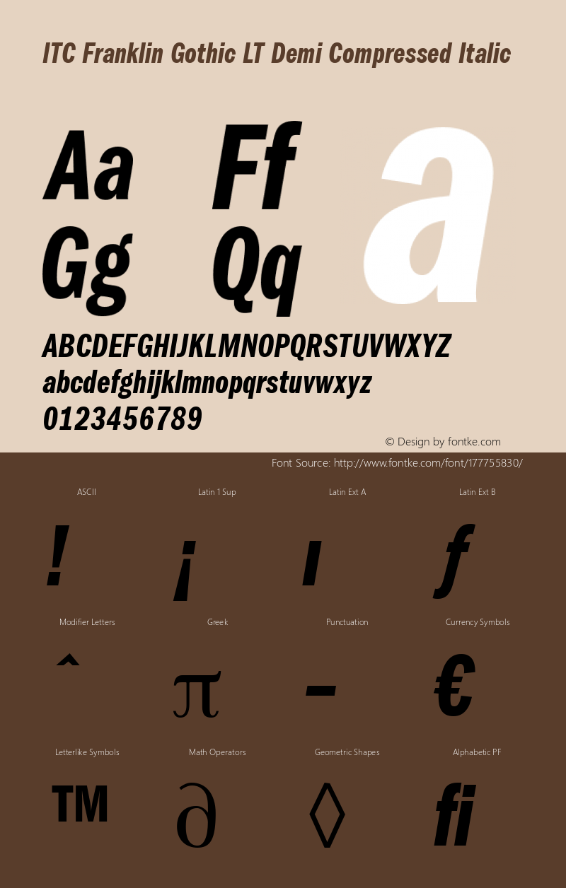 ITC Franklin Gothic LT Demi Compressed Italic 006.000图片样张