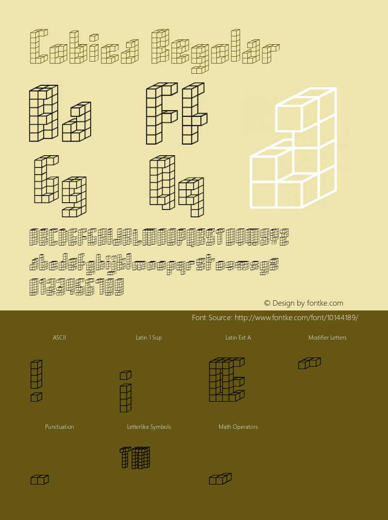 Cubica Regular Macromedia Fontographer 4.1 10/23/2002 Font Sample