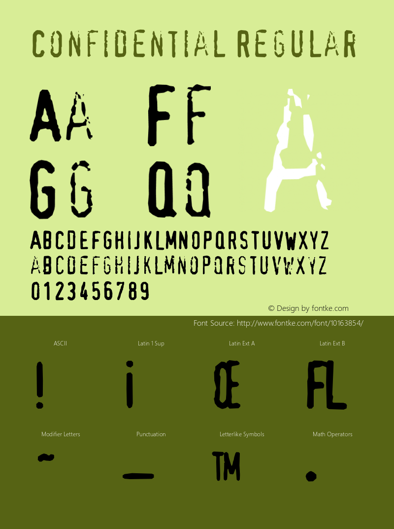 Confidential Regular Converted from e:\_downl~1\fonts\_\CONFID~1.TF1 by ALLTYPE Font Sample