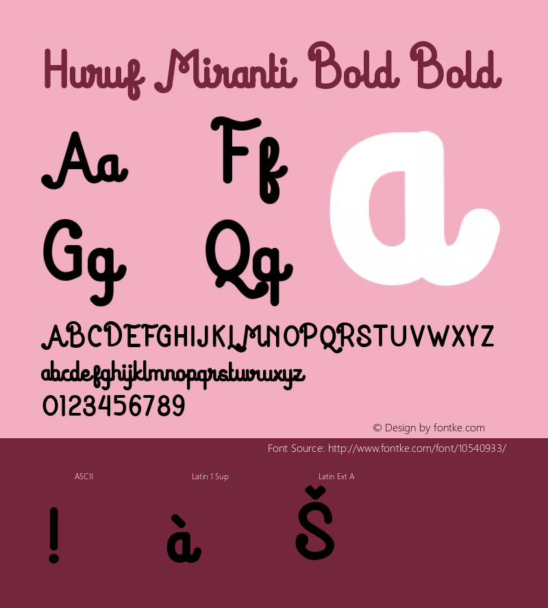 Huruf Miranti Bold Bold Version 001.003 Font Sample