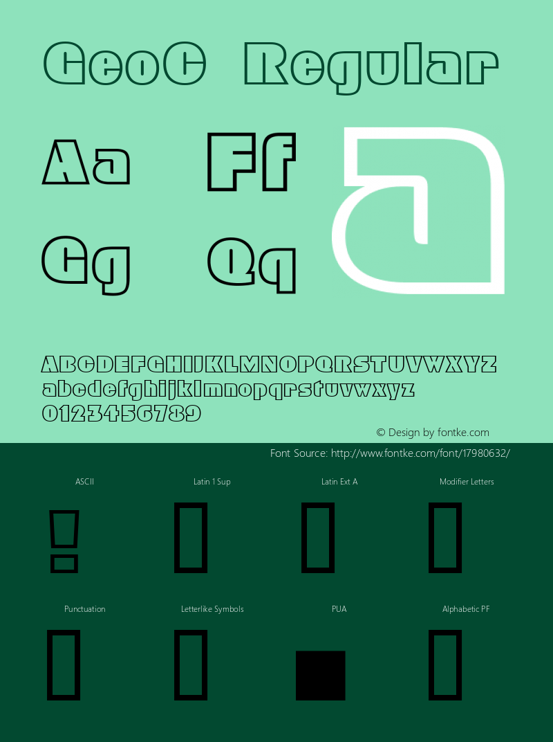 GeoC Regular Macromedia Fontographer 4.1 23.06.97 Font Sample