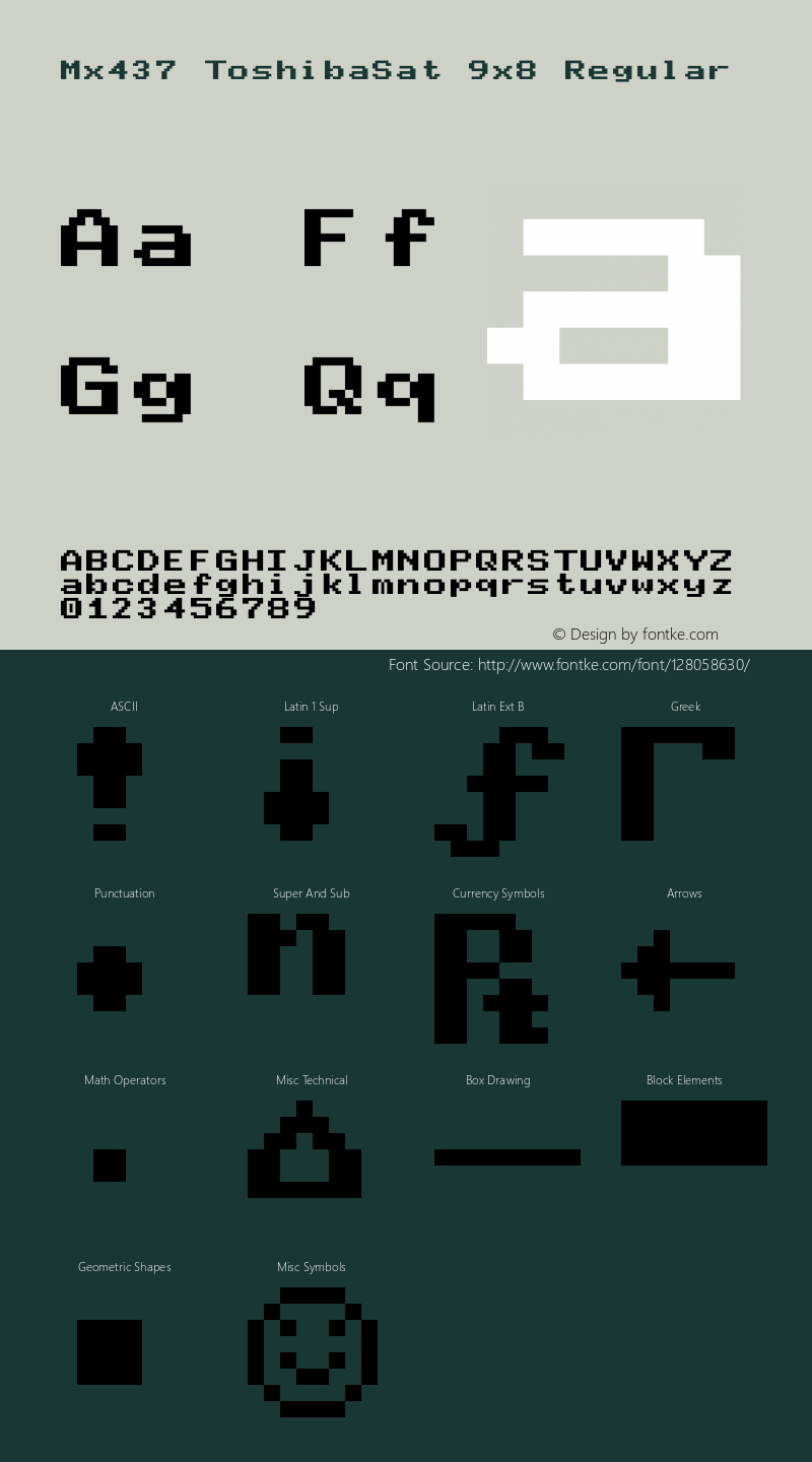 Mx437 ToshibaSat 9x8 v2.2-2020-11 Font Sample