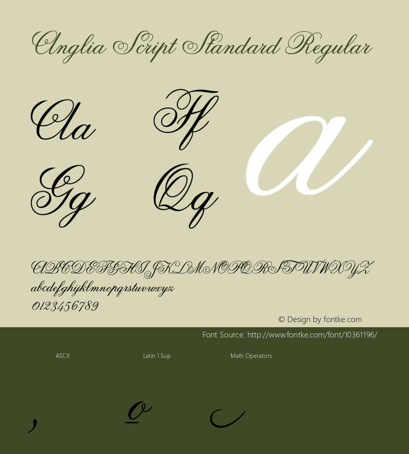 Anglia Script Standard Regular Macromedia Fontographer 4.1 22.11.2002 Font Sample