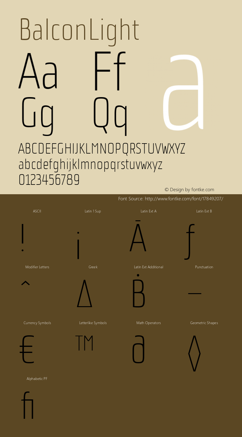 BalconLight ☞ Version 1.000;com.myfonts.easy.tdf.balcon.light.wfkit2.version.4hdc Font Sample