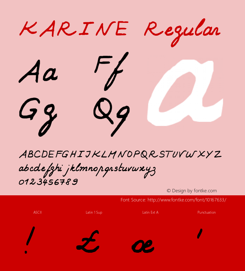 KARINE Regular 1999; 1.0, initial release Font Sample